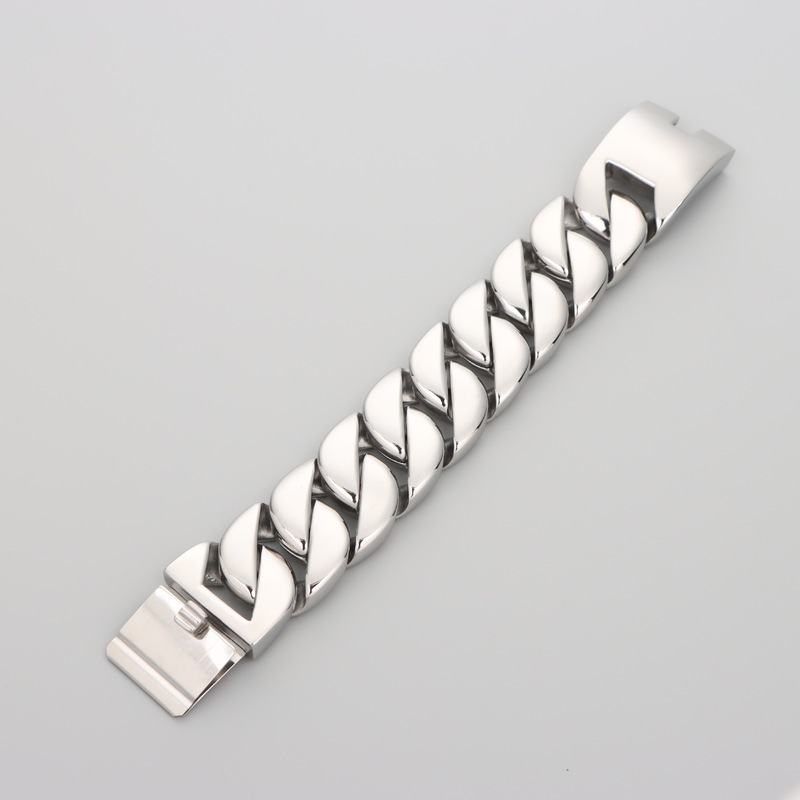 European and American Popular Cuban Chain Hot Selling Men's Bracelet 316L Titanium Steel Punk Style 32mm Wide Bracelet European and American Popular Cuban Chain Hot Selling Men's Bracelet 316L Titanium Steel Punk Style 32mm Wide Bracelet