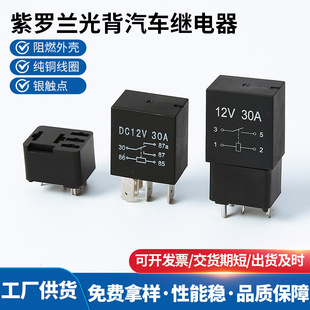 Violet Car Relay 30A Modified 30A Black Shell Waterproof Dc