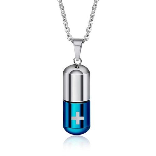 Healing openable titanium steel capsule pill necklace ins trendy street stainless steel pendant hip-hop accessories