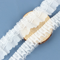 Black and White Pleated Lace Edge High-Quality Lace Edge Wedding Dress Edge Substrate Factory