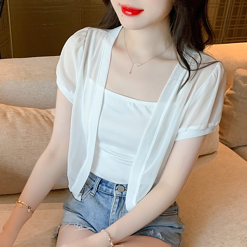 2025夏装新款小披肩夏百搭薄款防晒雪纺披肩外套女士夏季坎肩开衫