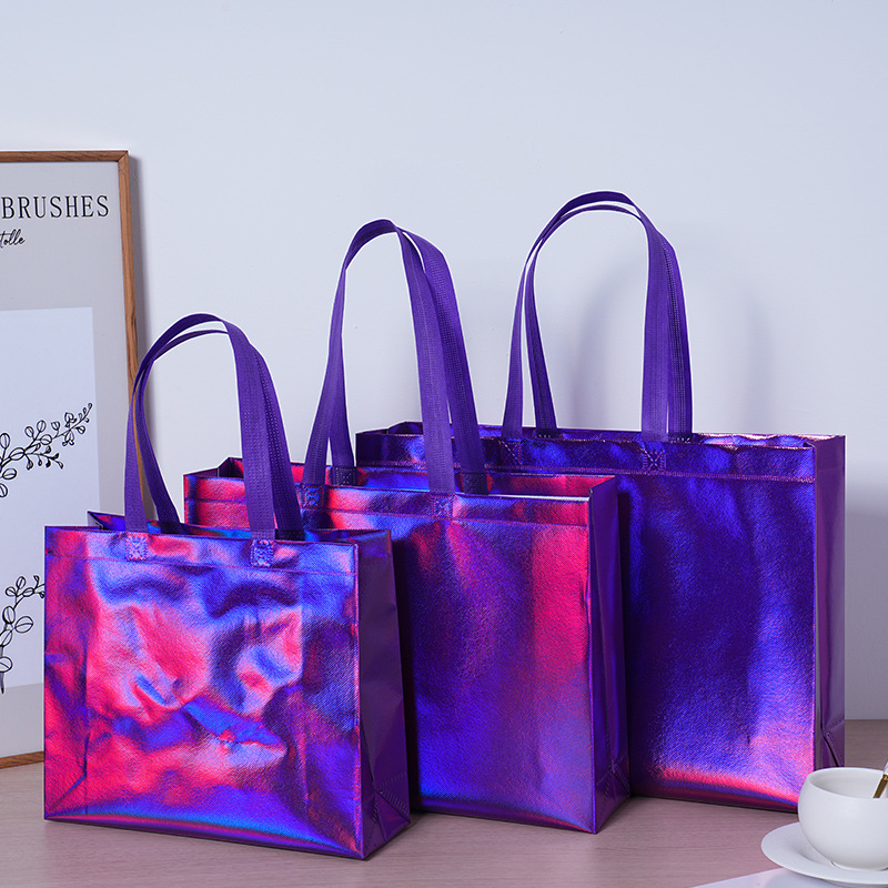 Bolsa de mano de tela no tejida de color fantasma de mango largo bolsas de embalaje personalizadas bolsas de regalo de zapatos de mujer bolsas de compras de colores brillantes