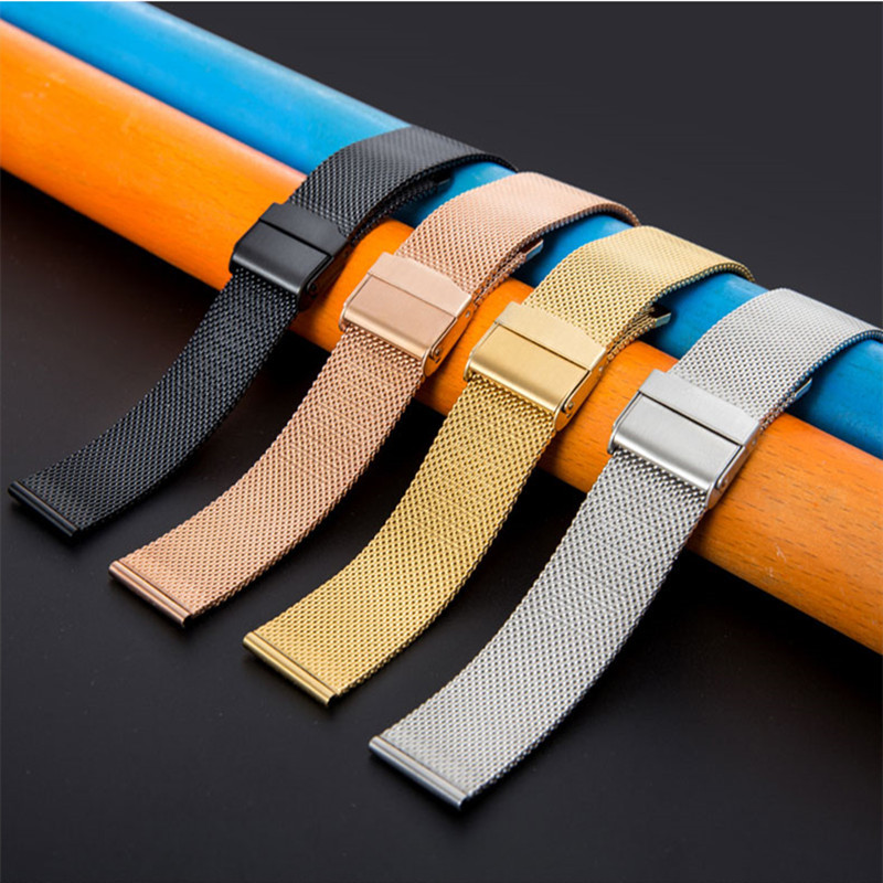 不鏽鋼網帶表帶代用dw手表帶米蘭尼斯0.6線304不鏽鋼雙保險扣網帶