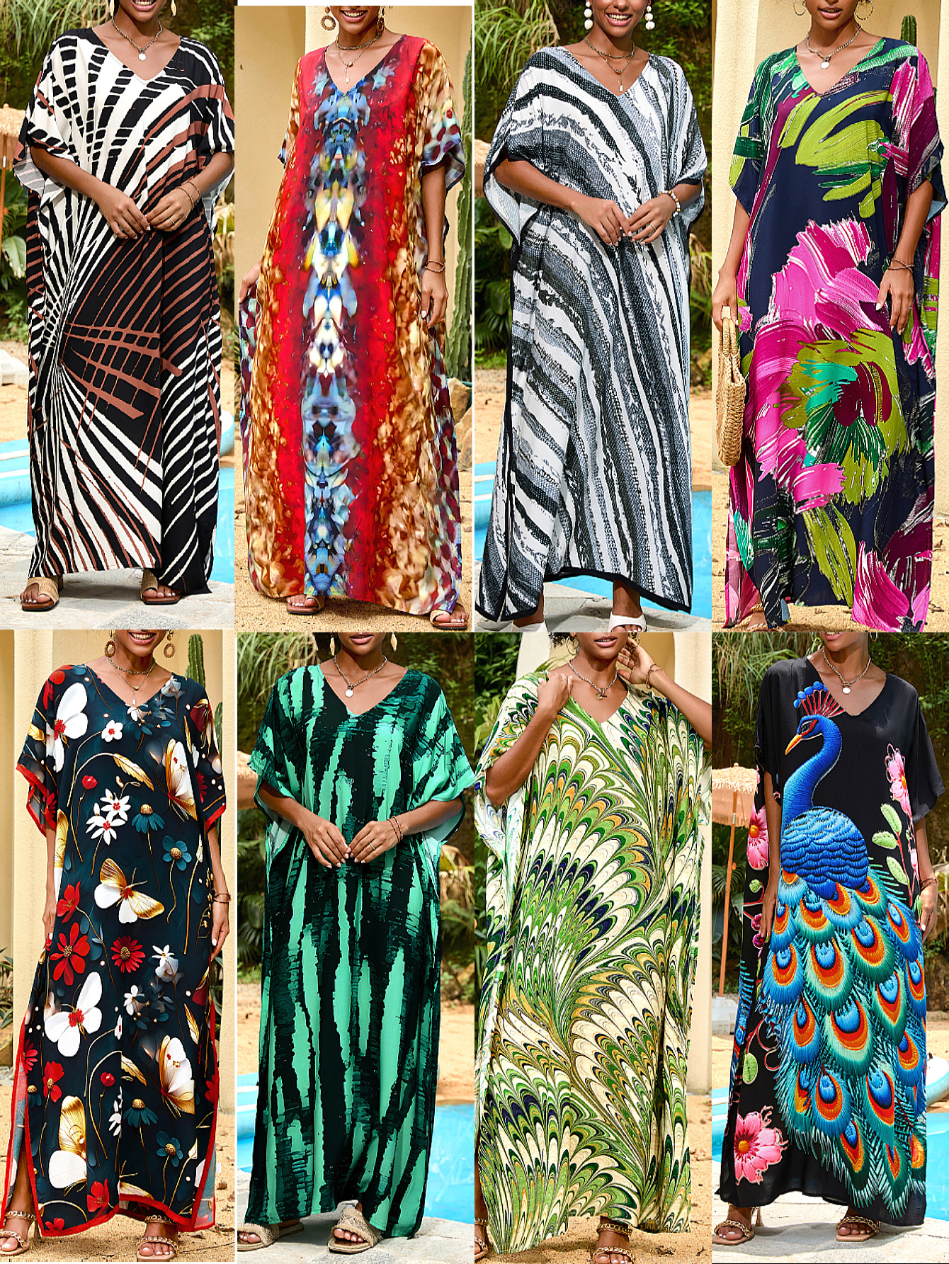 Camisas de playa de algodón Peacock Print Vacancias de estilo nacional vestido bikini transfronterizo Amazon A022