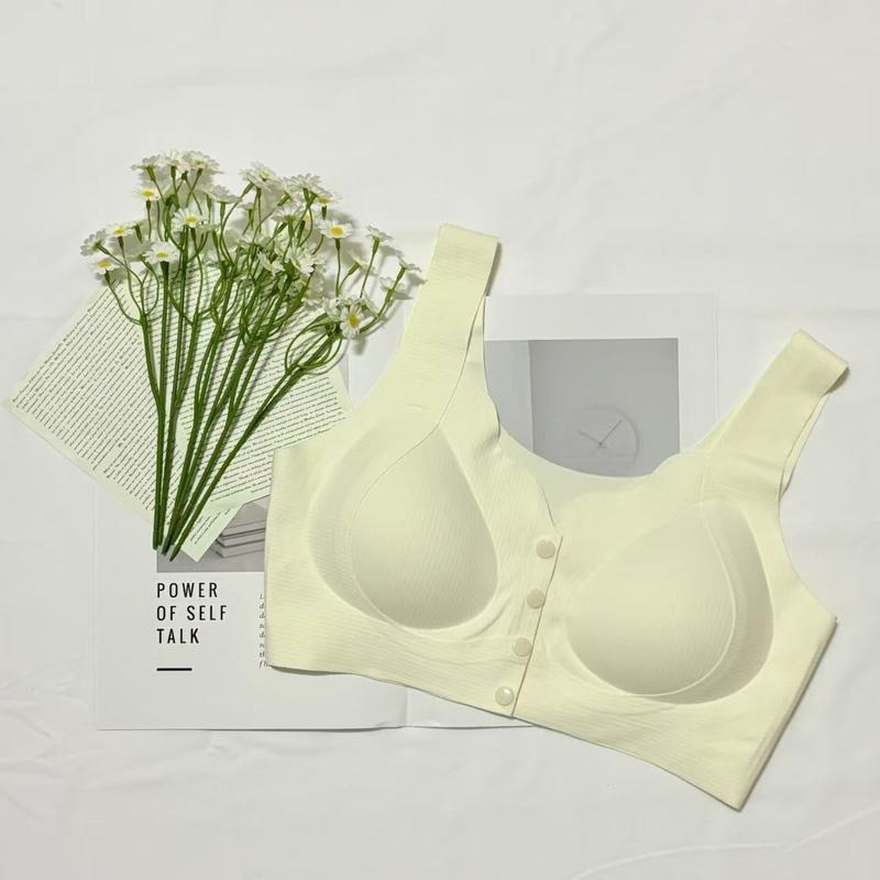 女性用フロントボタンシームレスプッシュアップブラ、たるみ防止、胸縮小、美背中ベスト、ノンワイヤー、肌に優しい薄型ブラ|undefined