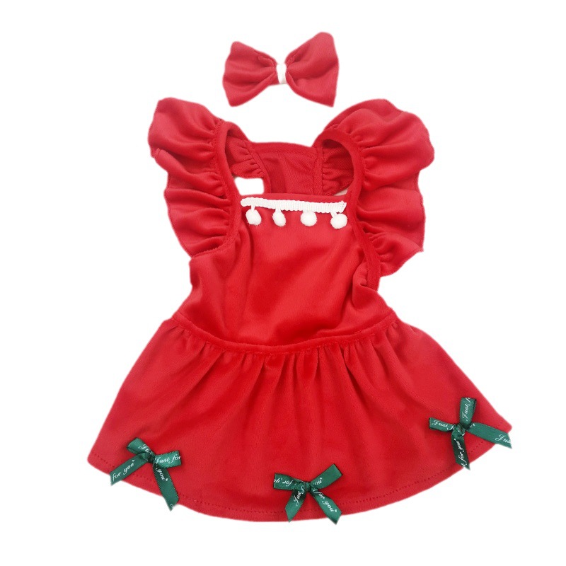 Falda de Navidad para mascotas transfronteriza, terciopelo de zorro plateado, modelos de otoño e invierno, ropa de perro, ropa de gato, pajarita, joyería, spot al por mayor
