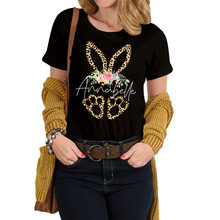 亚马逊新款豹纹兔子印花时尚休闲圆领短袖T恤夏季宽松百搭套头衫