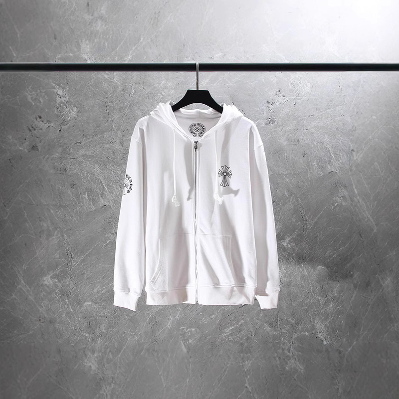 24s Correct Chrome Hearts Back Sanskrit Print Logo Zipper Hoodie Trendy Men and Women