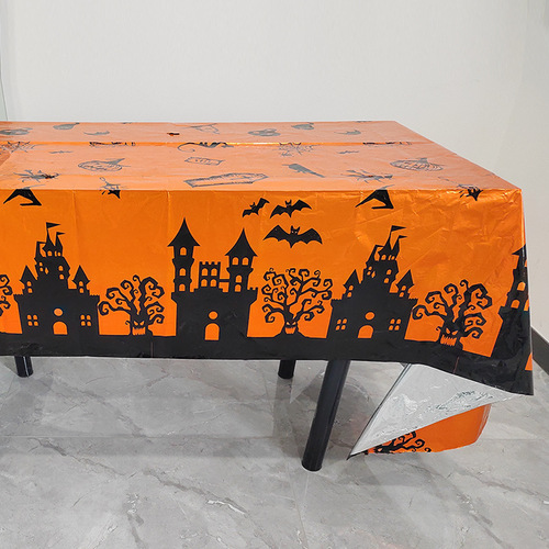 Halloween Pumpkin Skull Party Tablecloth Horror Props Scenery Halloween Party Haunted House Tablecloth