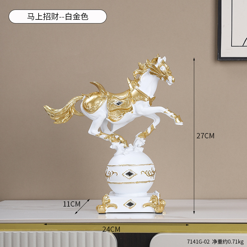 Light Luxury Horse to Success Resin Ornaments Office Desktop Lucking Decoration Home Living Room Entrance Housewarming Opening Gift