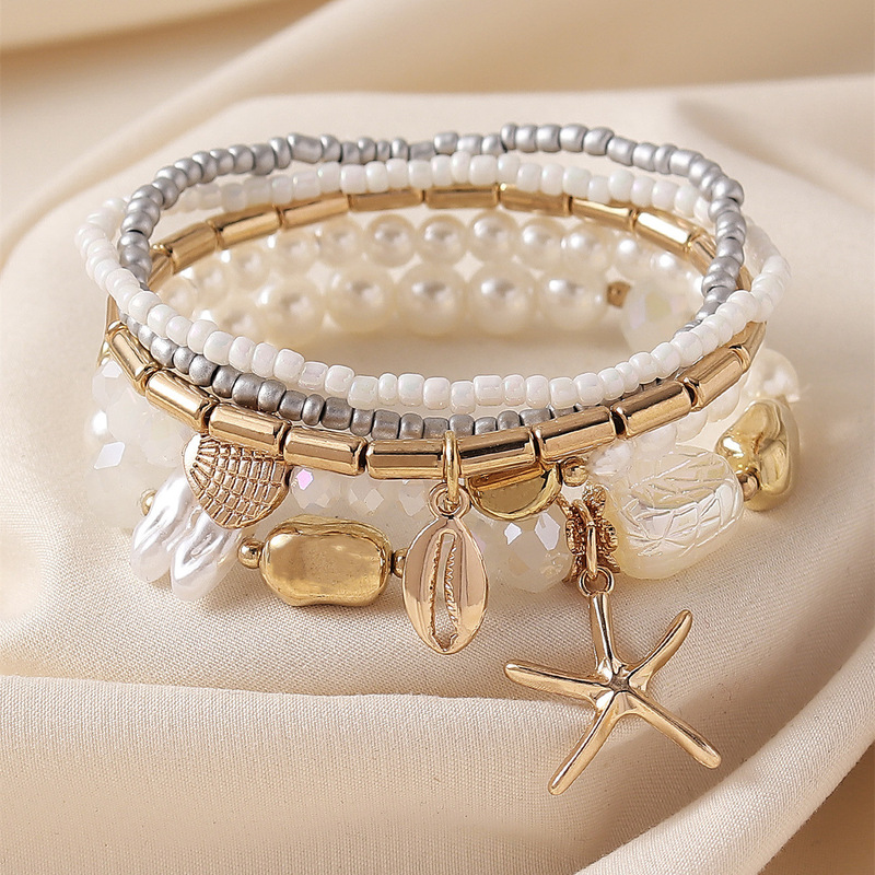 New European and American Cross-Border Beach Shell and Starfish Bracelet, Fashionable Ocean Style Bohemian Pearl Jewelry, Handmade New European and American Cross-Border Beach Shell and Starfish Bracelet, Fashionable Ocean Style Bohemian Pearl Jewelry, Handmade