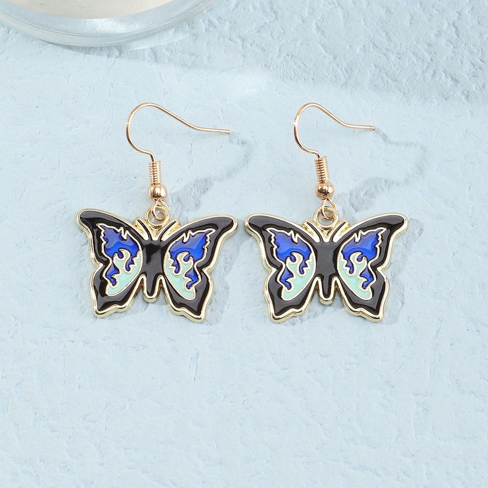 new Korean simple fashion butterfly ear hoop earrings female retro alloy drip ear jewelrypicture6
