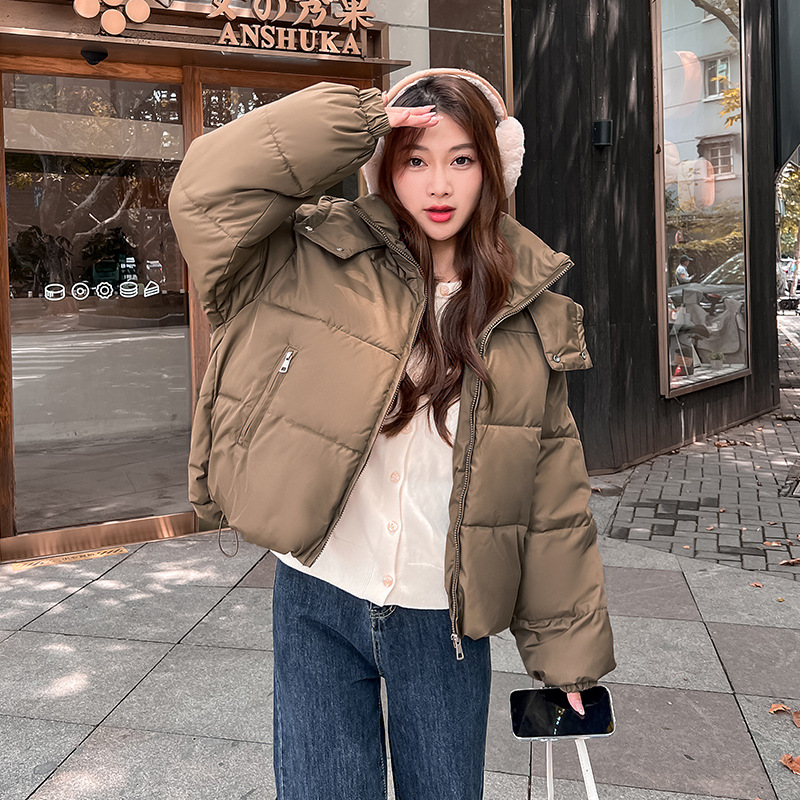 Piumino invernale in cotone 2023 nuova giacca in cotone da donna versione coreana giacca da studente corta con cappuccio per pane sciolto_voghion.com