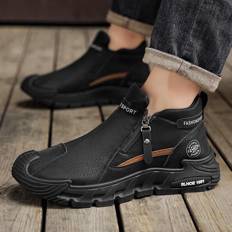 2025 Autumn and Winter High-Top Boots British Style Side Zipper Short Boots Trendyy Workwear Leather Shoes Cheap Men's Shoes Leather Boots 2025 Autumn and Winter High-Top Boots British Style Side Zipper Short Boots Trendyy Workwear Leather Shoes Cheap Men's Shoes Leather Boots