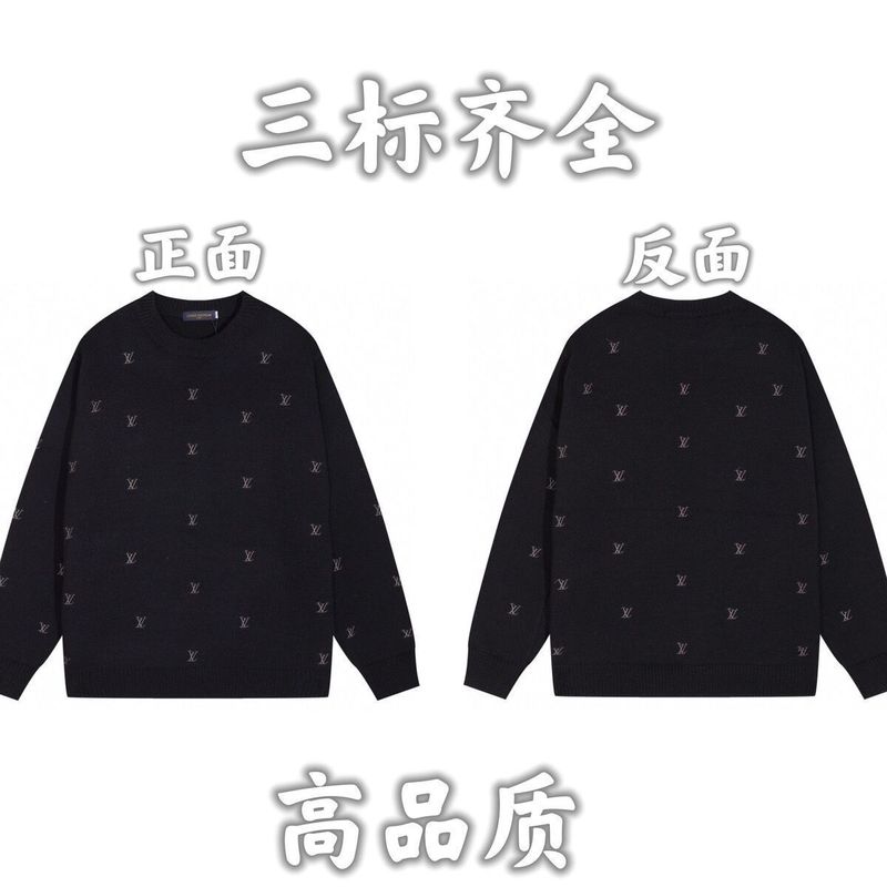 文字ジャカード総柄ロゴ入りラウンドネックニットウールセーター 男女兼用 カジュアルトップス 長袖 厚手 暖かい|undefined