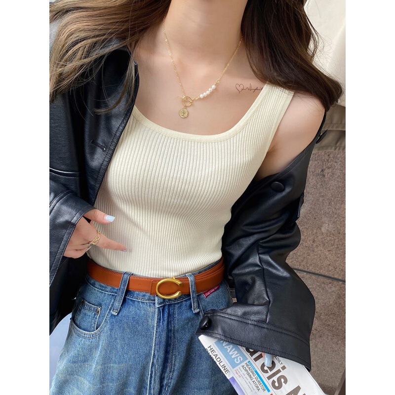 Temperament Knitted Suspbottomer Women's Inner Suit New 2025 Popular Bottoming Vest Top Sleeveless Top Summer Outer Wear