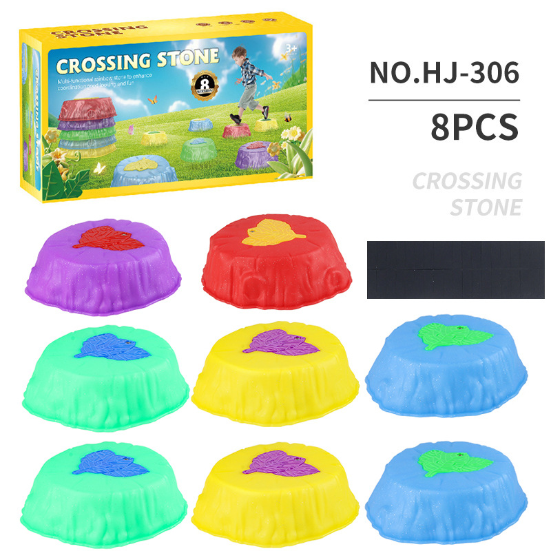 Entrenamiento sensorial infantil antideslizante entrenamiento sensorial arco iris cruzar el río piedra equilibrio pisotear puente piedra juguetes deportivos transfronterizos