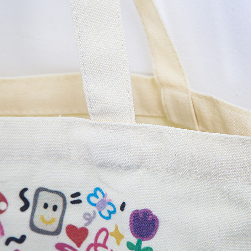 Basic, Classic Style Style Square Shape Women's Medium Canvas Cartoon Basic Classic Style Square Open Canvas Bag