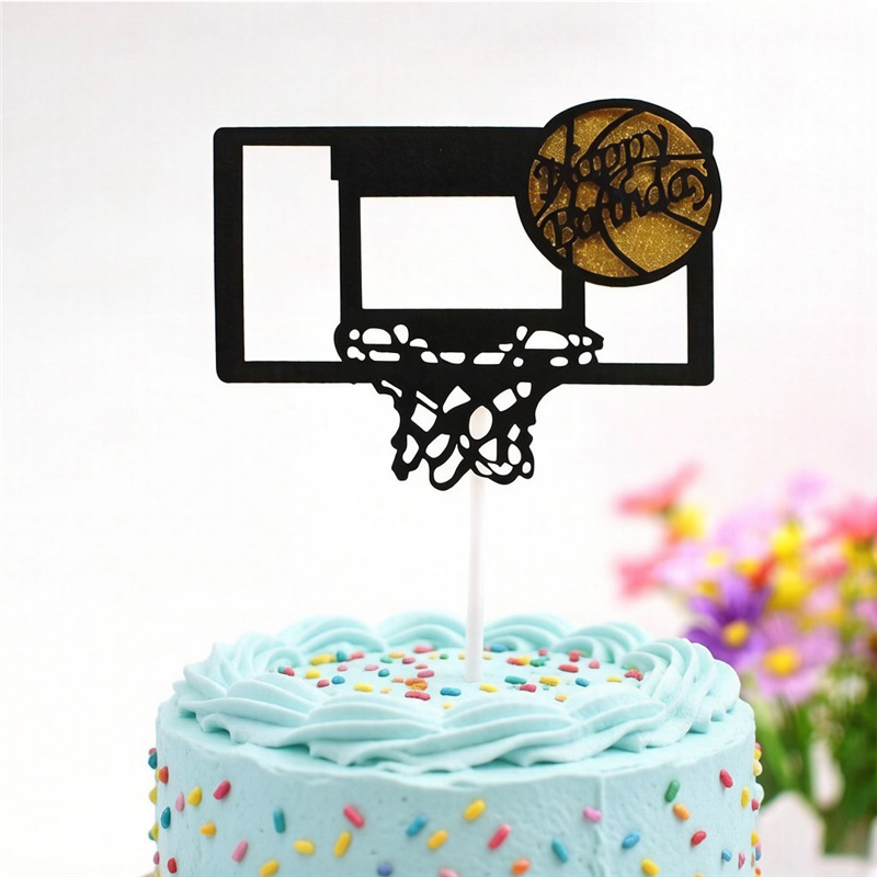 Cake Flag and Topper, Slam Dunk Basketball Hoop, Basketball-Themed Dessert Table Decoration, Baking Cake Decoration