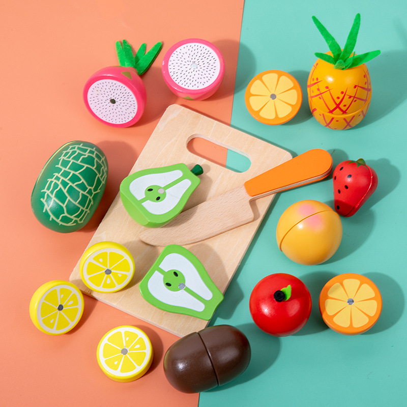 Educación temprana para niños madera simulación de cocina juegos de corte de frutas clasificados cortar juguetes caseros inteligentes
