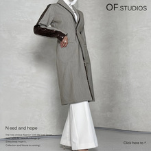 25早秋 重工珠片拼接中长款风衣外套大衣 女 1819