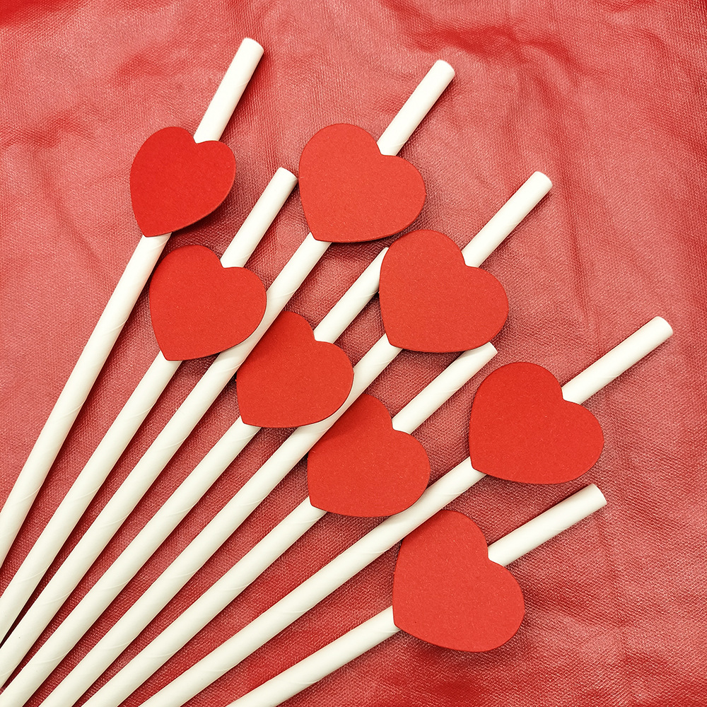 Tarjeta de celebridad en línea paja de papel creativo amor paja decorativa desechable degradable postre pastel fiesta paja