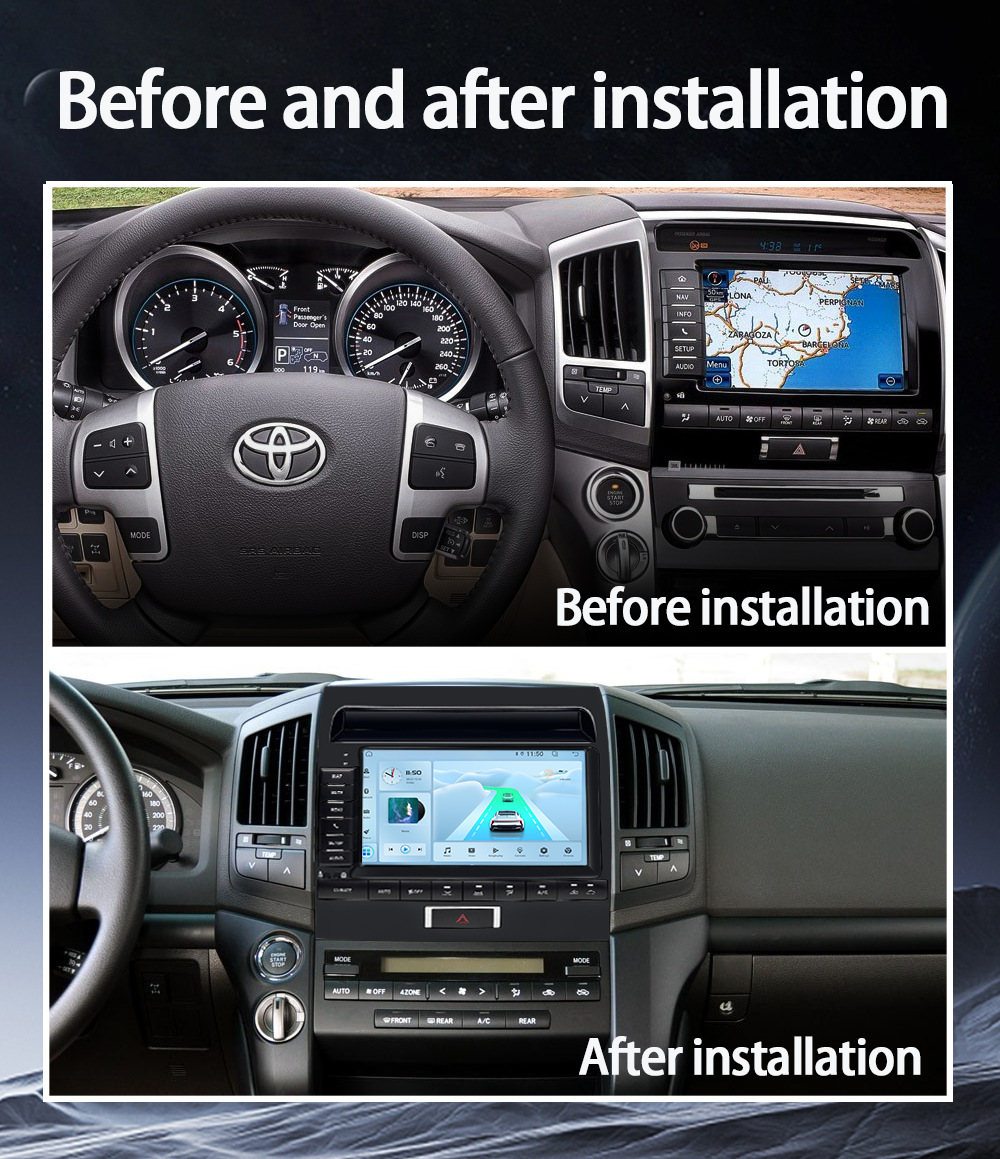 Suitable for Toyota Land Cruiser Car-Mounted Central Control Large-Screen Android Navigation System with Reversing Image, Bluetooth, and Wifi All-In-One Device