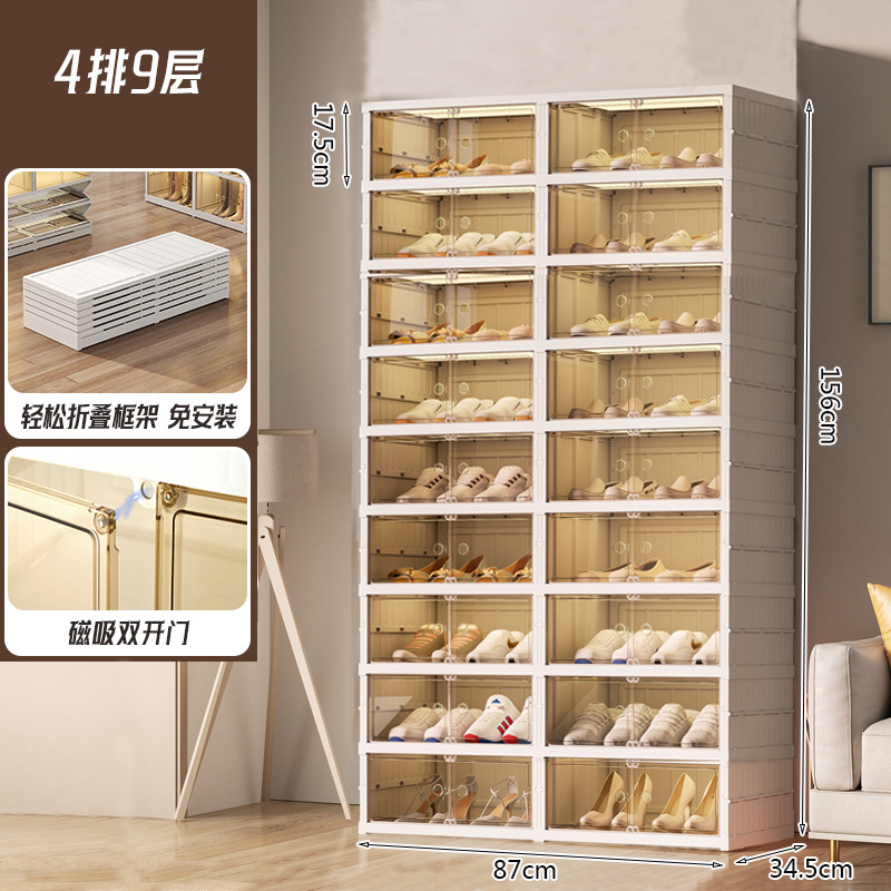 Caja de zapatos transparente plegable tipo cajón, organizador de zapatos apilable y a prueba de polvo