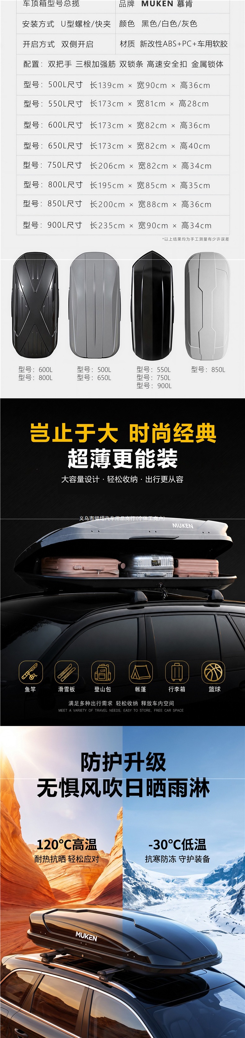 Moken Car Roof Luggage Box, Large Capacity SUV Roof Box, Universal Travel Luggage Box
