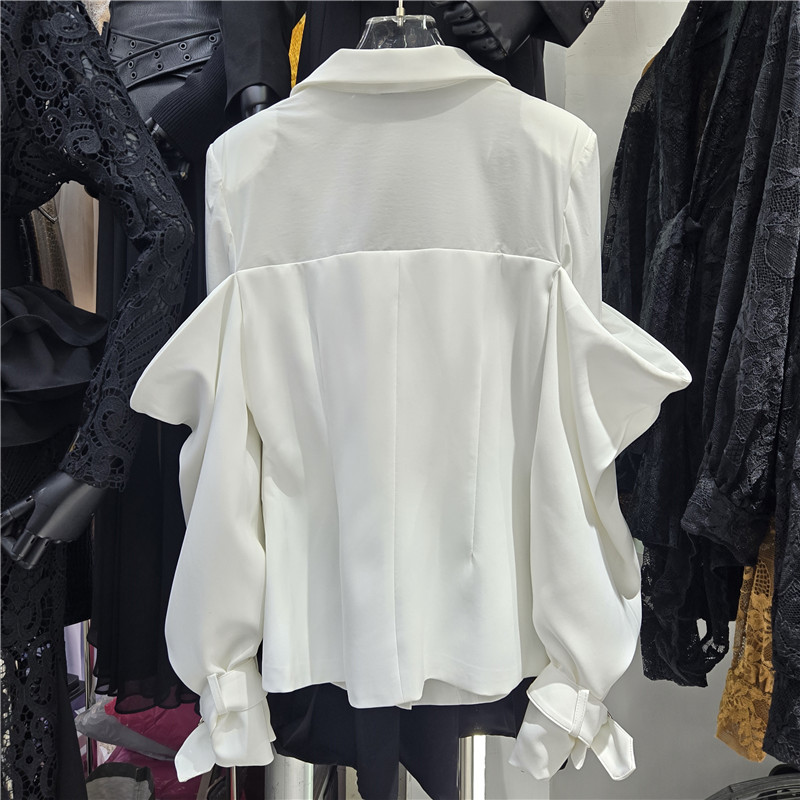 Chaqueta de Traje Casual de Poliéster con Diseño Calado para Mujer