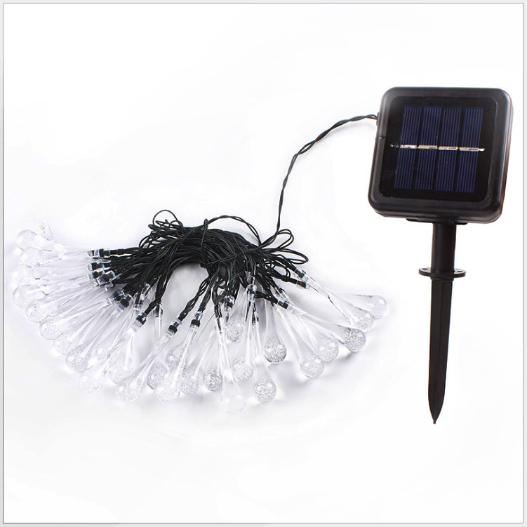 Guirnaldas de luces solares estilo burbuja, estilo gota de agua, luces de exterior impermeables, guirnaldas de luces coloridas con forma de bola de cristal, luces solares para jardín