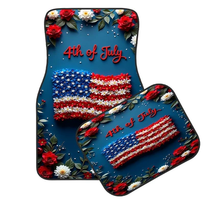 Cross-Border Best-Selling Independence Day Crystal Velvet Car Floor Mats, Universal Detachable Four-Piece Set, Stain-Resistant Car Mats (Avtomobil döşəmə paspasları) - zyh057-american-car-floor-mat-1-3344cm-two-piece-set
