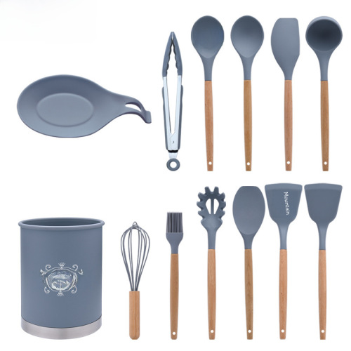 Silicone Kitchenware Set of 13 Pieces, Non-stick Cookware, Silicone Spatulas, Soup Spoons, and Scoops