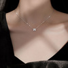 Silver necklace, pendant, four-leaf clover, light luxury style