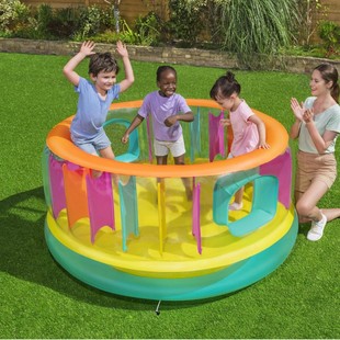 Cross-Border Colorful Transparent Children's Inflatable Trampoline Thickened Inflatable Trampoline Baby Fence Jumping Fun 52262