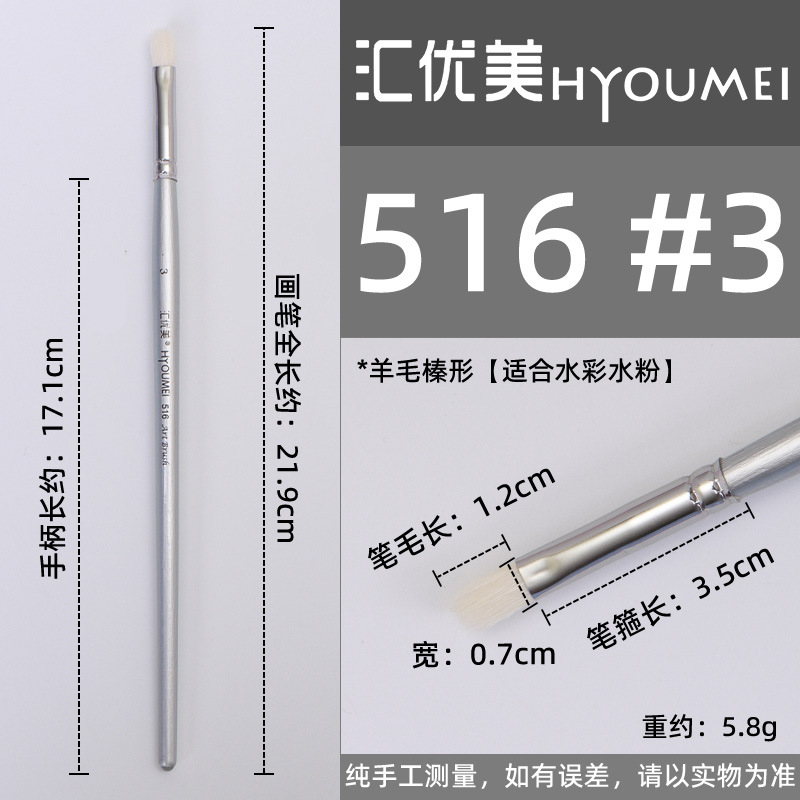 Huiyoumei Pincel Pintura al óleo Acrílico Gouache Pigmento de acuarela Lobo Hao Pincel de lana Tratamiento preferencial Pincel Montmart