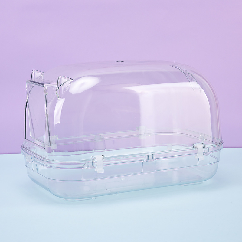Bañera Transparente para Chinchilla de Acrílico Completamente Cerrada