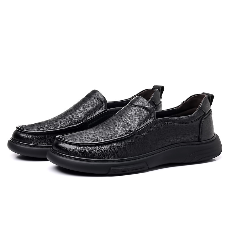 Casual leather round toe, autumn daily leather, men's shoes, slip resistant, loafers, toe layer cowhide,_voghion.com