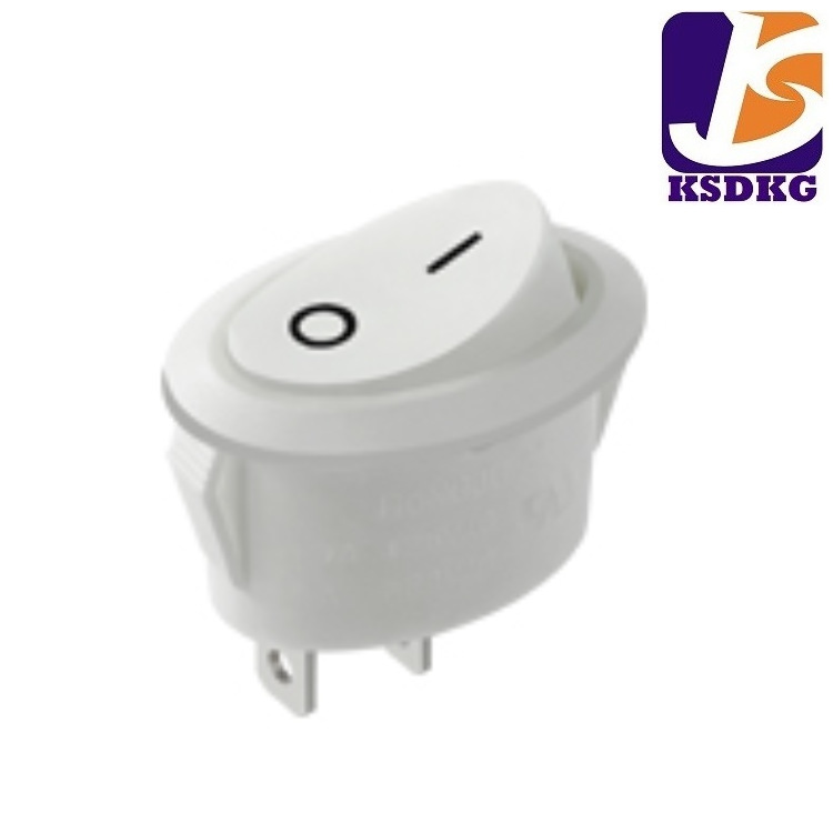 厂家供应 白色 椭圆形两档两脚船型开关 翘板开关 电源开关