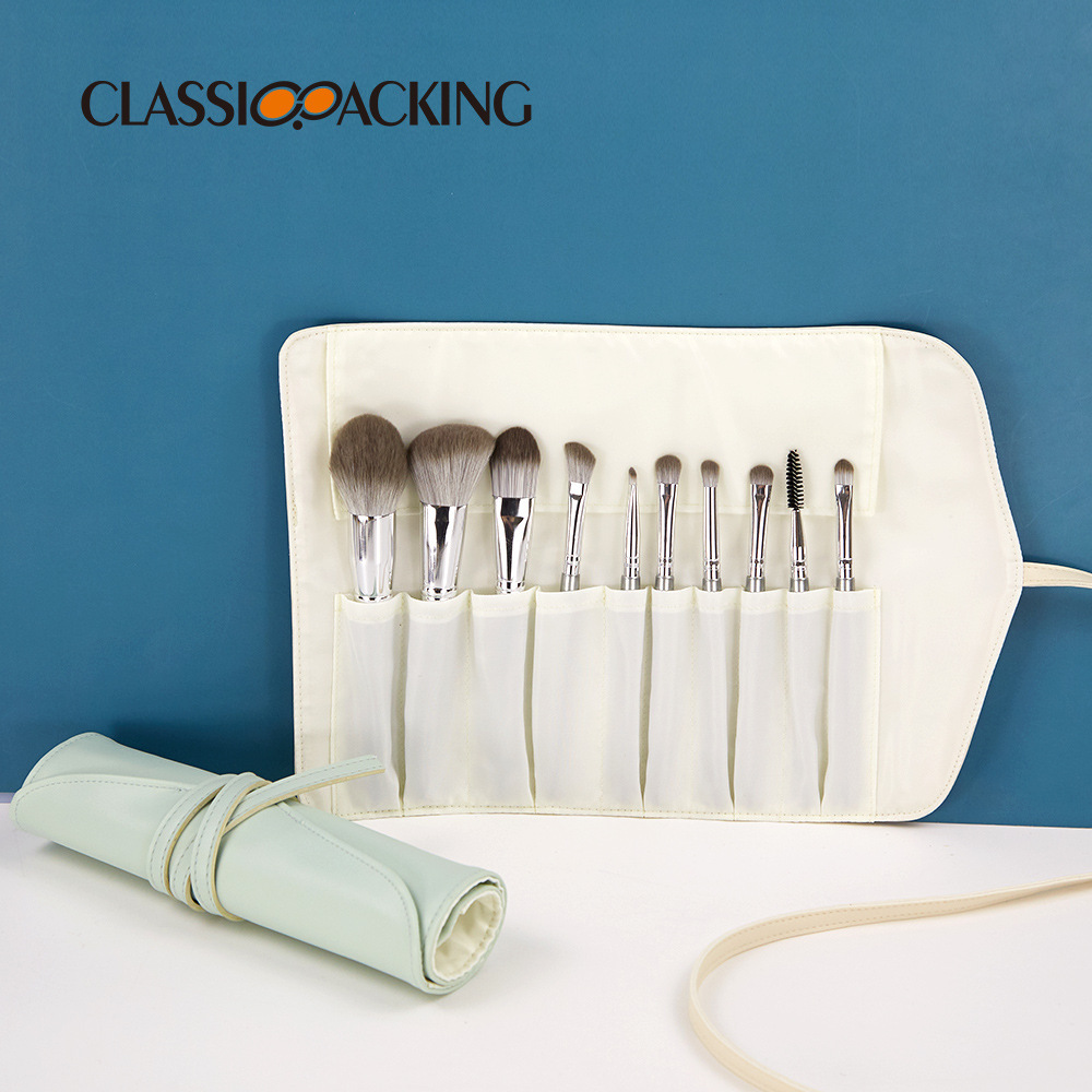 Bolsa de almacenamiento de herramientas de belleza simple japonesa Bolsa de rollo Cepillo de sombra de ojos Bolsa de almacenamiento de lápiz de cejas Bolsa de cepillo de maquillaje impermeable portátil