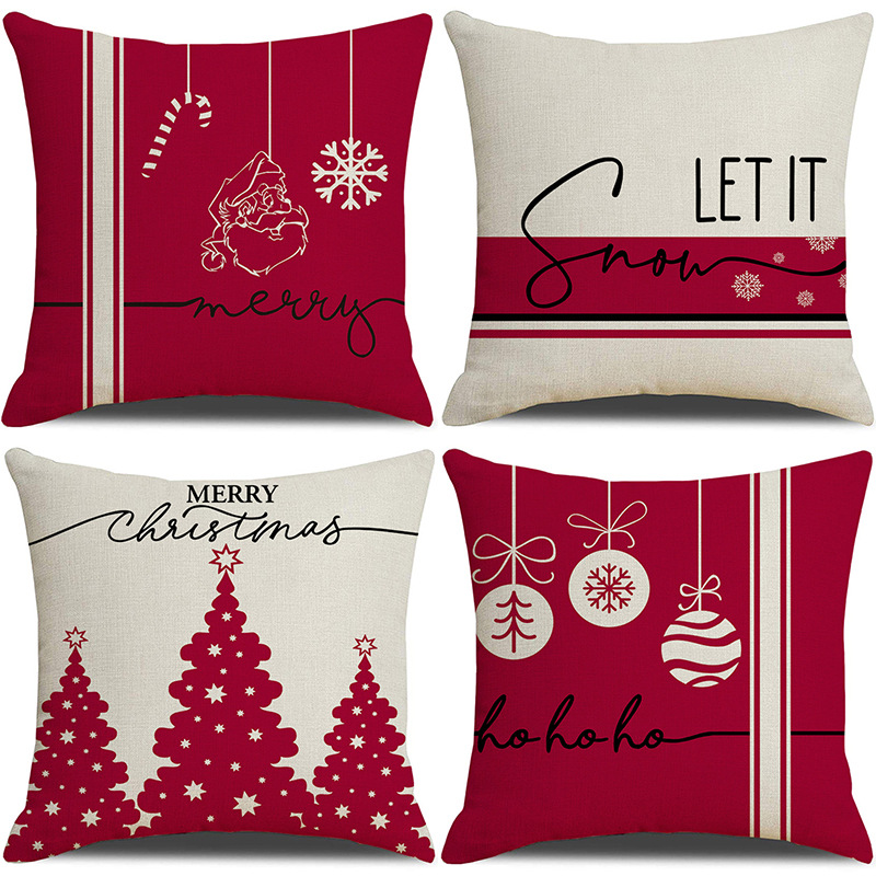 New Pink Cartoon Christmas Linen Pillow Cover Sofa Cushion Household Products Pillow Cover_voghion.com