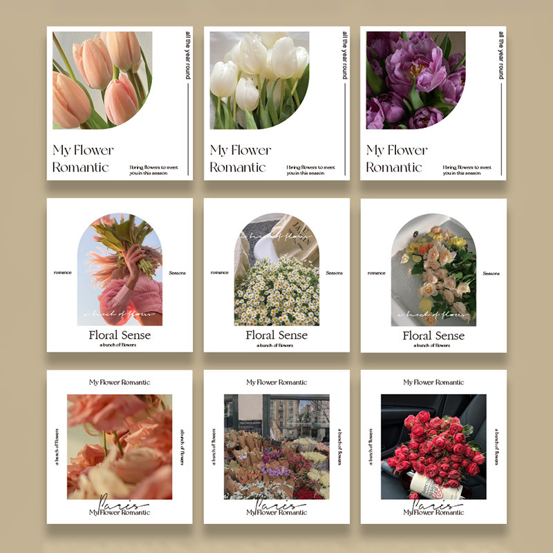 Embalaje de ramo, bendiciones, tarjetas de felicitación, floristería, arte floral, materiales de flores, suministros, confesiones, impresión de cuatro estaciones, tarjetas de regalo al por mayor