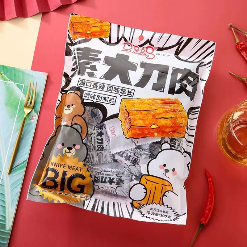 Mama's Famous Knife Meat 200g Nostalgic Vegetarian Snack Internet Famous Wheat Gluten Snack Leisure Food Spicy Stick Chips