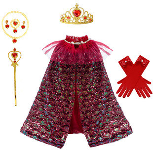Halloween Frozen Aisha Poncho Sequins Hooded Poncho Children Aisha Princess Girls Spring Summer Poncho