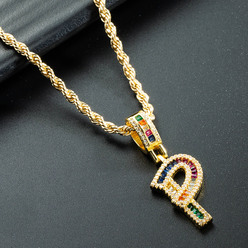 Wholesale Color Zircon Letter Pendant Copper Gold-plated Necklace Nihaojewelry display picture 6