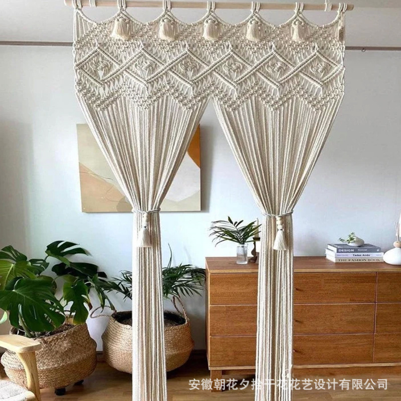 Hand-woven door curtain home partition curtain tapestry background curtain wedding banquet background curtain semi-shading stair curtain