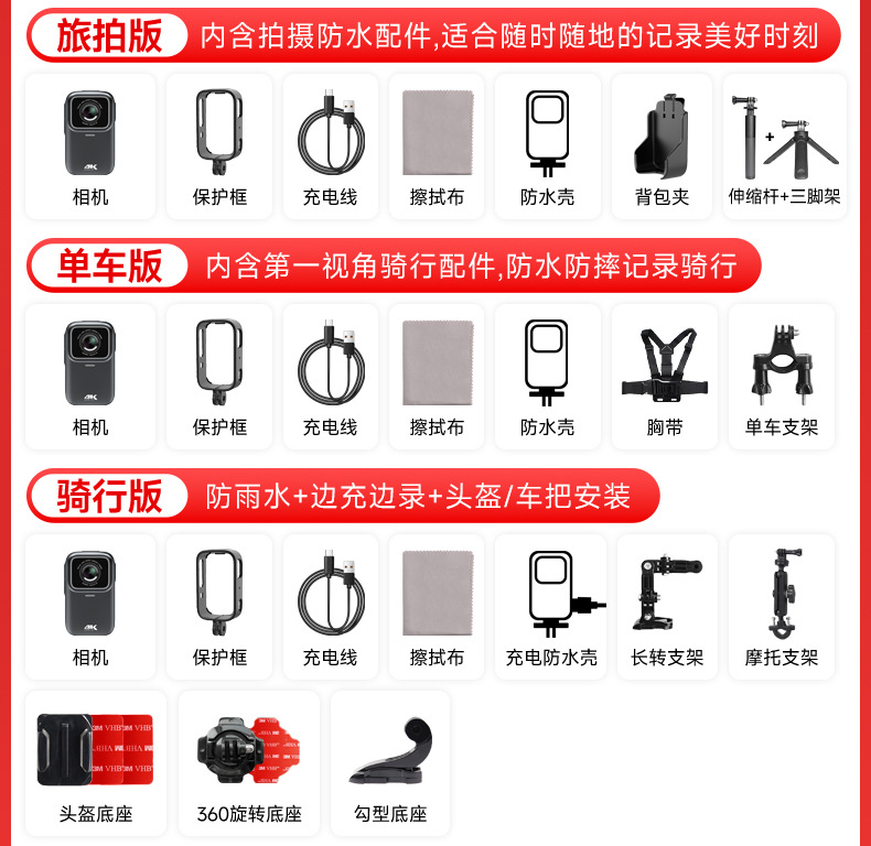 Suitable for Mountain Dog g Other Thumb Action Cameras Motorcycle Driving Recorder 4K High Definition Cycling V