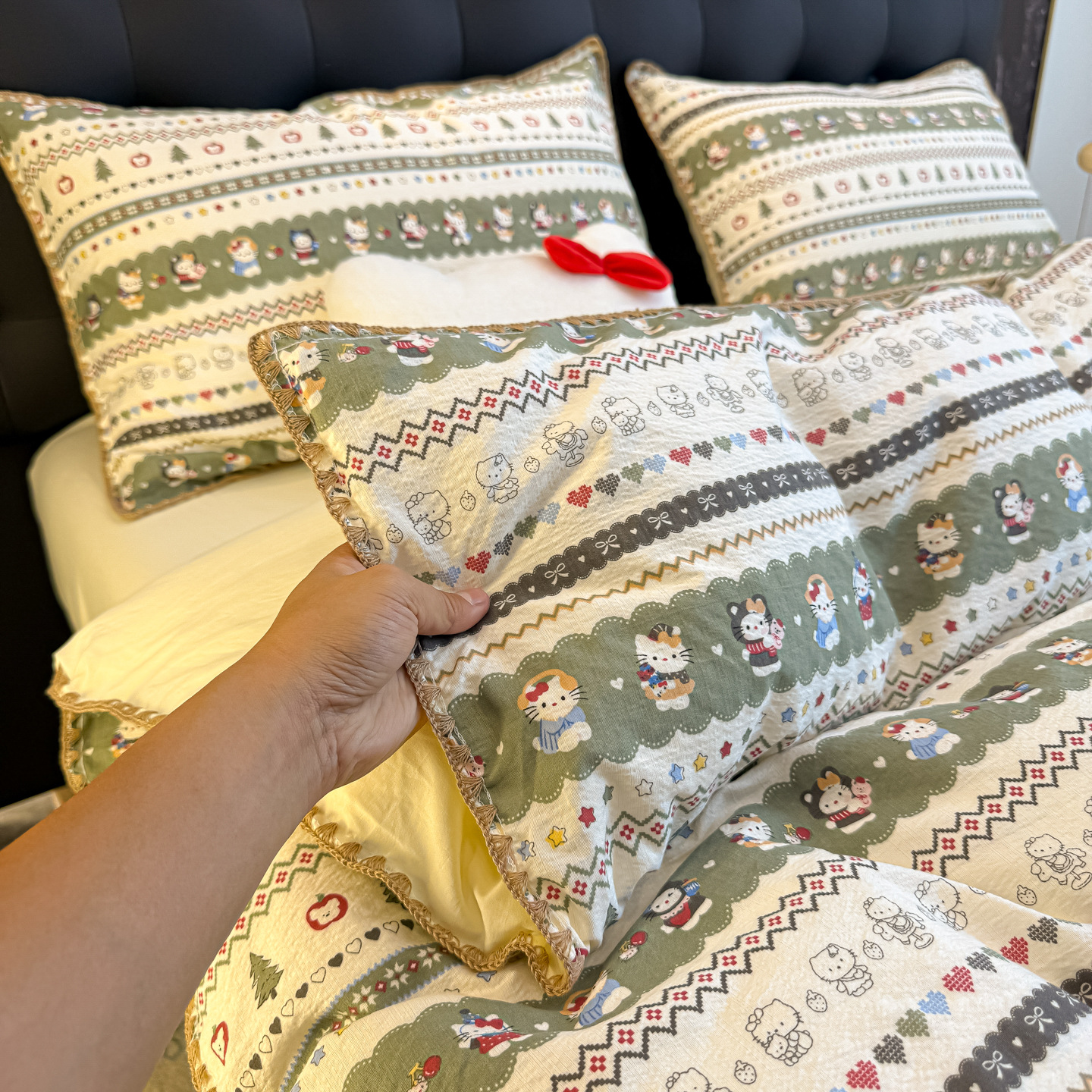 Nuevo borde de concha de doble hilo de cuatro piezas de algodón puro ropa de cama ins sábanas cubierta cama dormitorio Kasa tres piezas de conjunto