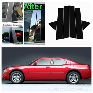 Dodge Charger 2005-2023 üçün Pəncərə Trim Yan Qapı Parlaq Qara Mərkəz Dirək Stikeri