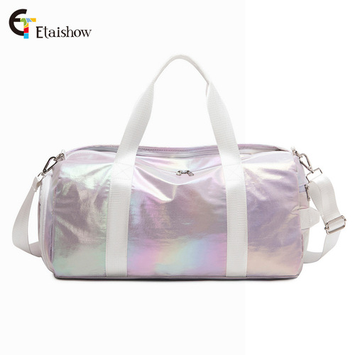 Cross-border new gradient color travel bag for women European and American short-distance waterproof folding luggage bag portable shoulder fitness bag